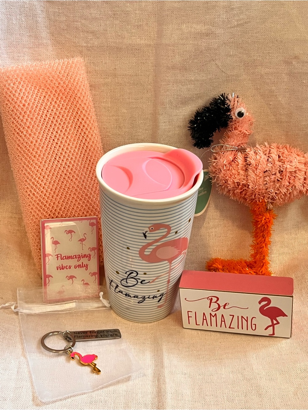 Be Flamazing Pink Flamingo Travel Tumbler - Insulated Party Cup Bundle